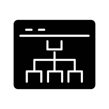solid black SEO website sitemap vector icon illustration