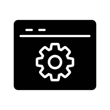 solid black SEO setting tool vector icon illustration
