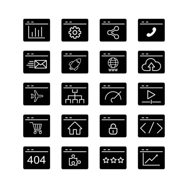 Set of black solid SEO web UI icon vector illustration
