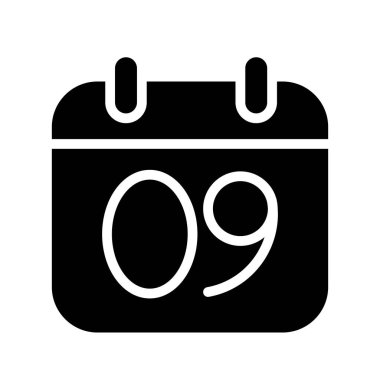 Silhouette calendar 9 date isolated vector illustration