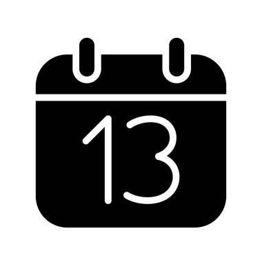 Siluet takvimi 13 tarih izole vektör illüstrasyonu