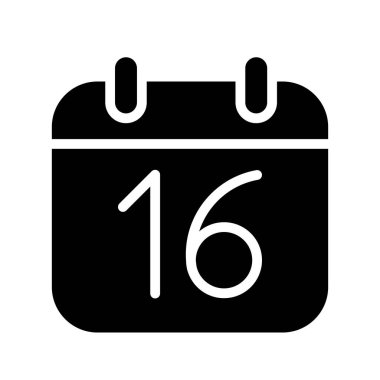 Siluet takvimi 16 gün izole edilmiş vektör illüstrasyonu