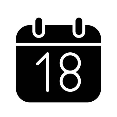 Silüet takvimi 18 tarihli izole vektör illüstrasyonu