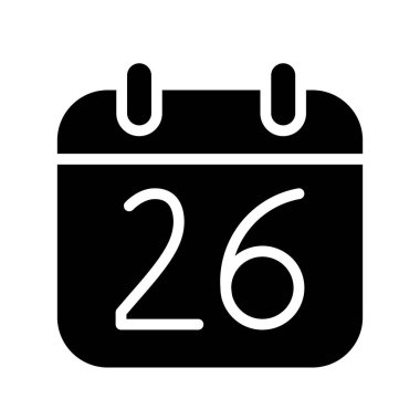 Siluet takvimi 26 tarihli izole vektör illüstrasyonuName