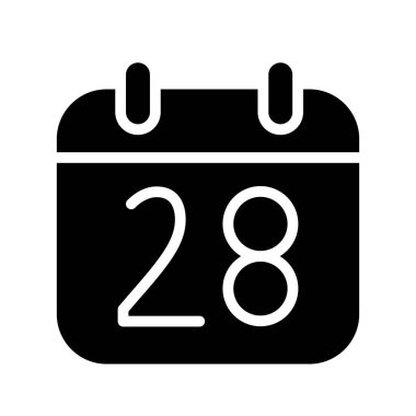 Siluet takvimi 28 tarihli izole vektör illüstrasyonu