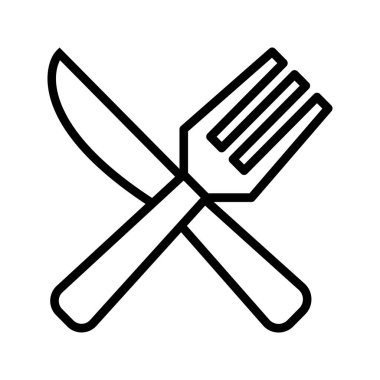 Mutfak kaşığı ve bıçak ana hatlı çatal bıçak vektör simgesi