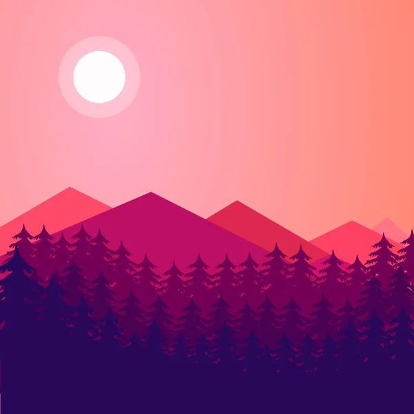 Západ Slunce Krajina Hora Příroda Vektor Ilustrace — Stockový vektor
