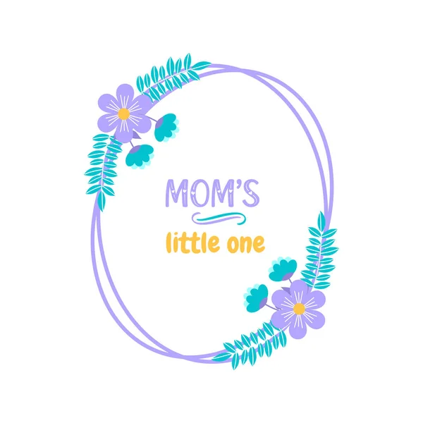 Floral Maman Petite Fête Des Mères Main Lettrage Vectoriel Illustration — Image vectorielle