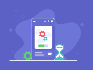 Akıllı telefon sistemi güncelleme vektör düz tasarım