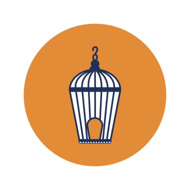 Kahverengi daire vektör resimli boş kuş kafesi