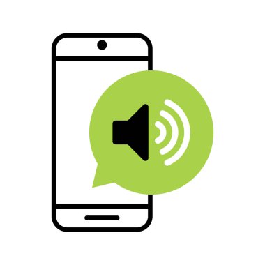 düz simge vektör illüstrasyonunda akıllı telefon sesi