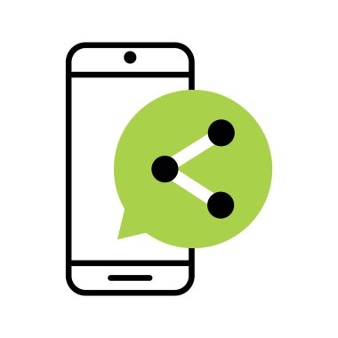 akıllı telefon içeriği düz simge vektör illüstrasyonunu paylaşıyor