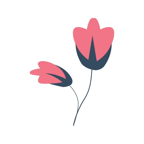 Met Hand Getekend Rood Bloemblaadje Bloemen Vector Illustratie — Stockvector