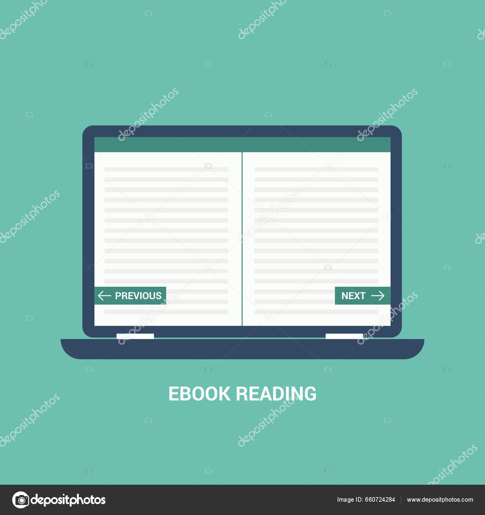 Online Book Reading Concept Flat Design Stock Vector by ©gsstudio07