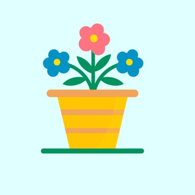 pretty houseplant with colorful flower vector illustration clipart