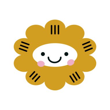 Şirin mutlu çiçek surat emoji vektör çizimi