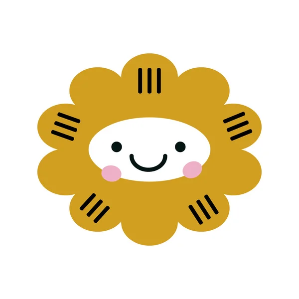 Schattig Gelukkig Bloemengezicht Emoji Vector Illustratie — Stockvector