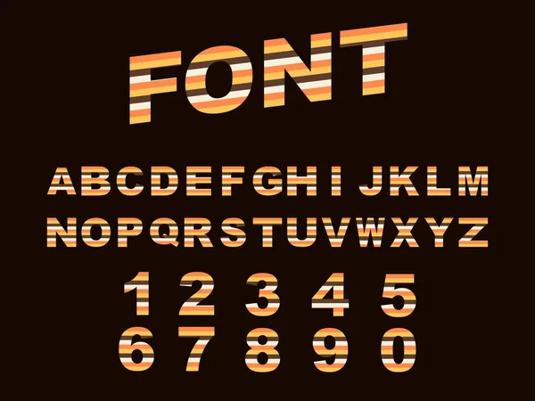 Set Retro Stripped Line Uppercase Alphabet Vector Font Illustration — Stock Vector