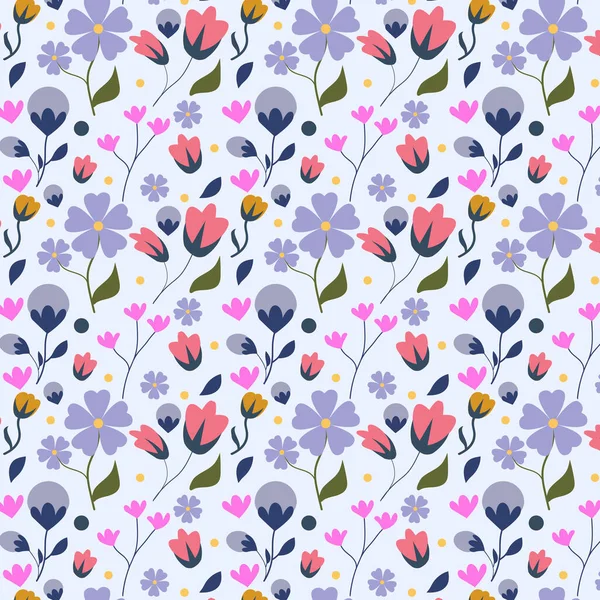 手描き野生の花の背景パターンイラスト — ストックベクタ