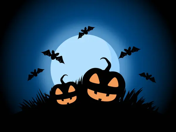 Spookachtige Halloween Horror Pompoen Achtergrond Illustratie — Stockvector