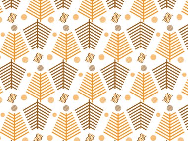 Elle çizilmiş çam ağaçlarıyla kusursuz desen. Vektör illüstrasyonu.