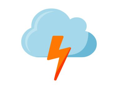 Gök gürültülü bulutlu düz simge illüstrasyonu 