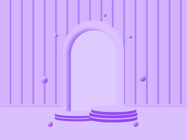 Podyum düz tasarımı 3d tarzında tanıtım içeren soyut minimal sahne tasarımı