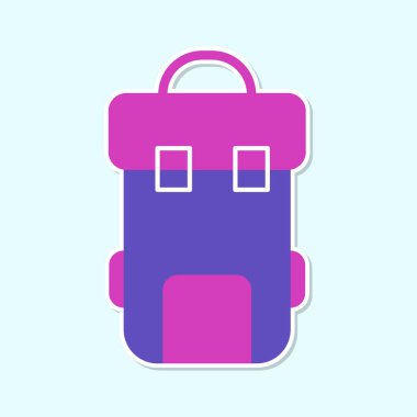 Seyahat sırt çantası vektör etiketi çizim yürüyüşü