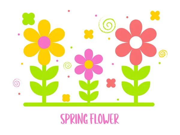 Niedlich Bunt Frühling Blume Vektor Illustration — Stockvektor