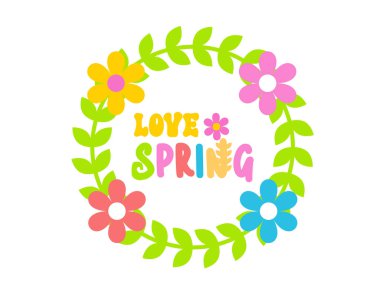 Bahar çiçekli çelenk vektör illüstrasyonunu seviyorum.