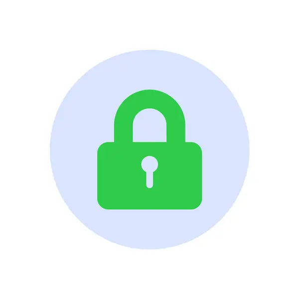 Αφηρημένη Πράσινη Κλειδαριά Ασφαλείας Επίπεδη Εικονίδιο — Διανυσματικό Αρχείο