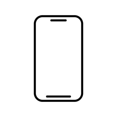 Beyaz arkaplanda akıllı telefon düz simgesi tasarımı silueti çizimi