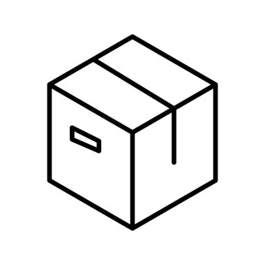 Paket paketleme kutusu simgesi düz tasarım siluet çizimi beyaz arkaplan üzerinde