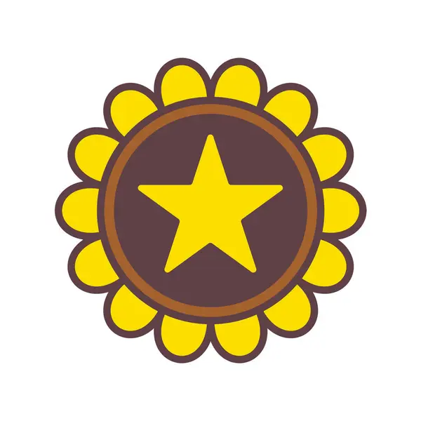 Çiçek ödülü yıldızı düz ikon vektör çizimi