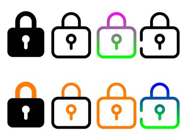 Dekoratif güvenlik kilidi düz simge vektör çizimi