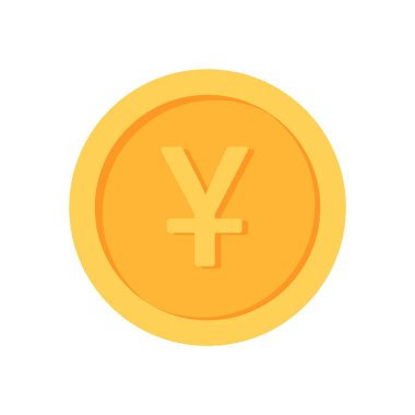 Yuan Çin altın para birimi düz simge tasarımı çizimleri 
