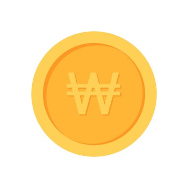 Güney Kore Altın Para Birimi düz simge tasarımı çizimleri 