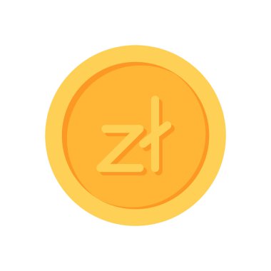 Polonya Polonya Zloty Gold para birimi düz simge tasarımı çizimleri 