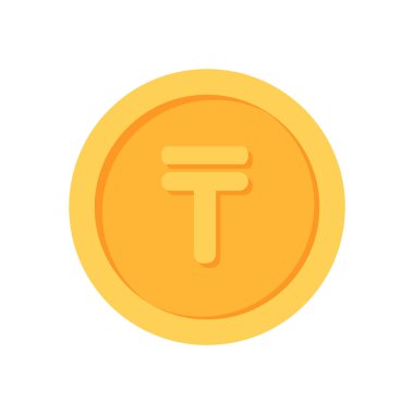 Kazakistan Tenge Altın para birimi düz simge tasarımı çizimleri 