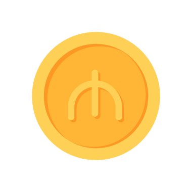 Azerbaycan Manat Altın Para Birimi Düz Simge Tasarımı Çizimleri 