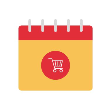 Takvim düz simge tasarımlı alışveriş arabası