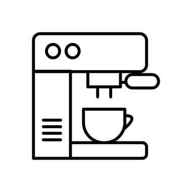 Siluet siyah ana hatlı kahve makinesi simgesi tasarımı