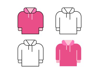 Kış kıyafetleri koleksiyonu, kapüşonlu süveter vektör ikonu tasarımı