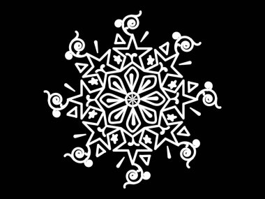 Abstract black and white outline star mandala vector illustration clipart