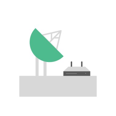 Tabak TV uydu anteni kurulum kutusu düz simge tasarımı