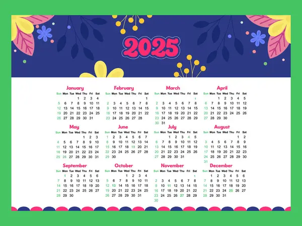 Soyut dekoratif geometrik 2025 Yeni Yıl Takvimi şablon şablonu