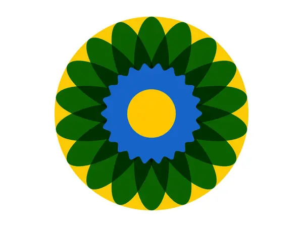 Yeşil ve sarı geometrik çiçek vektör çizim sanatı