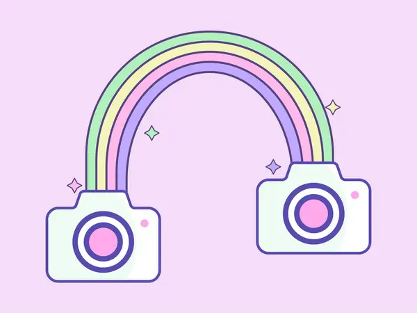 soyut kamera gökkuşağı düz tasarım illüstrasyon sanatı