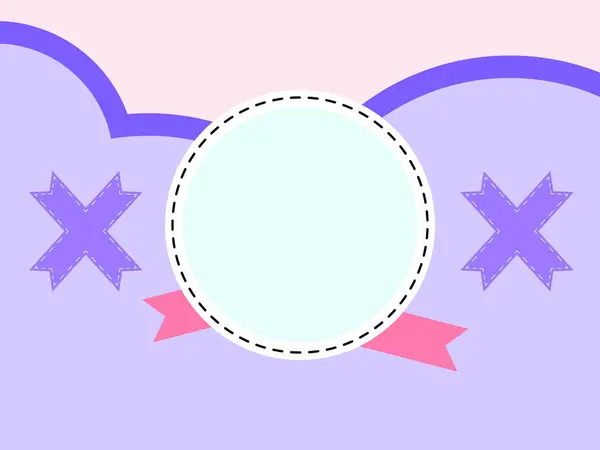 Soyut renkli büyük bir daire, kurdele pankartlı düz tasarım.