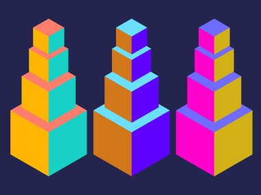 Renkli geometrik düz kule dizaynı